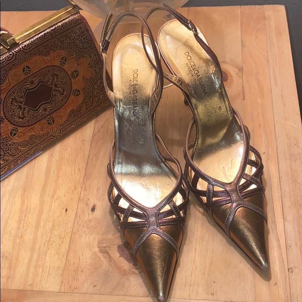 Dolce & Gabbana bronze perfection slingback